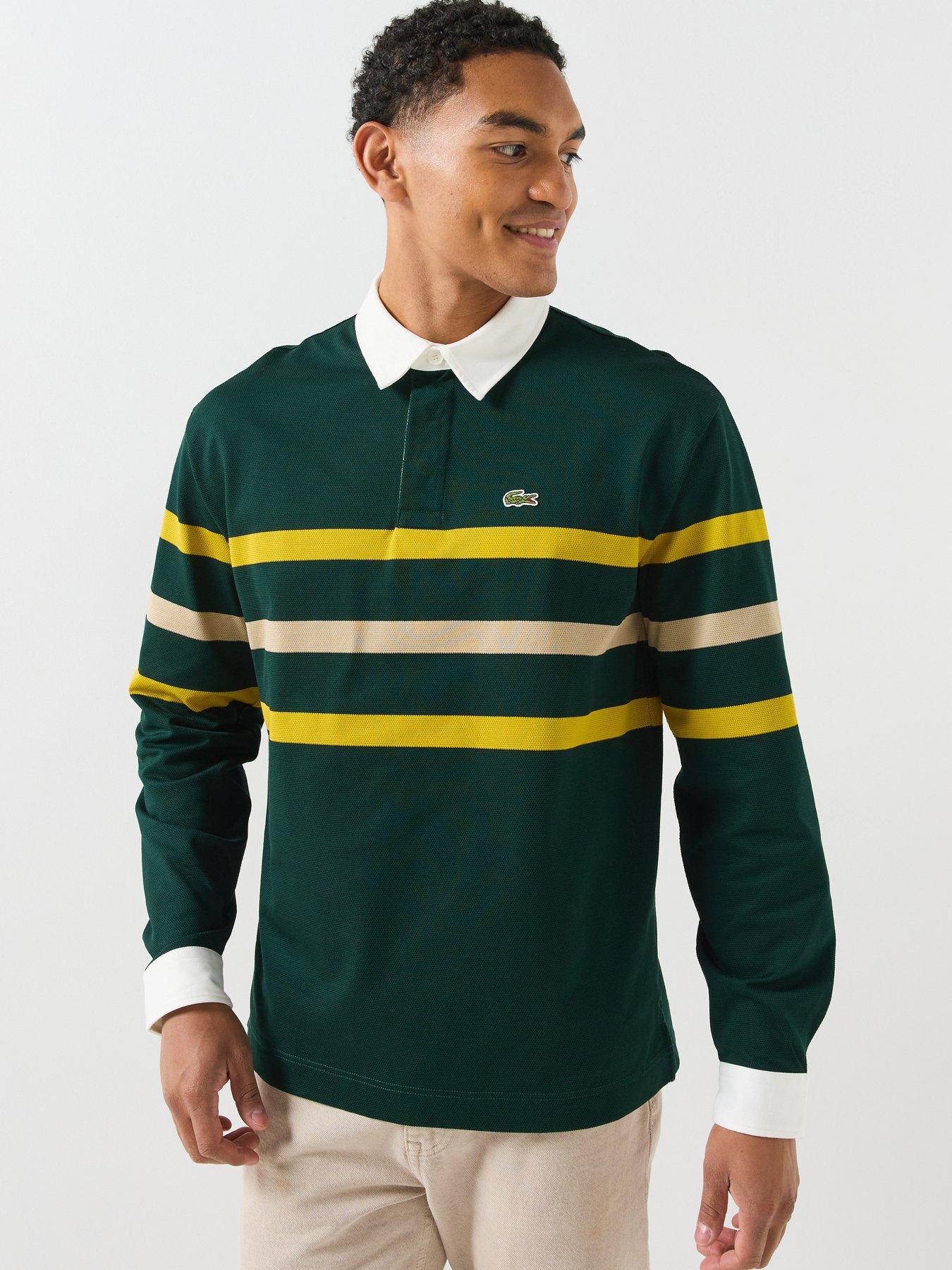 Image 1 of 6 of Lacoste Relaxed Fit Pique Cotton Rugby Shirt - Dark Green