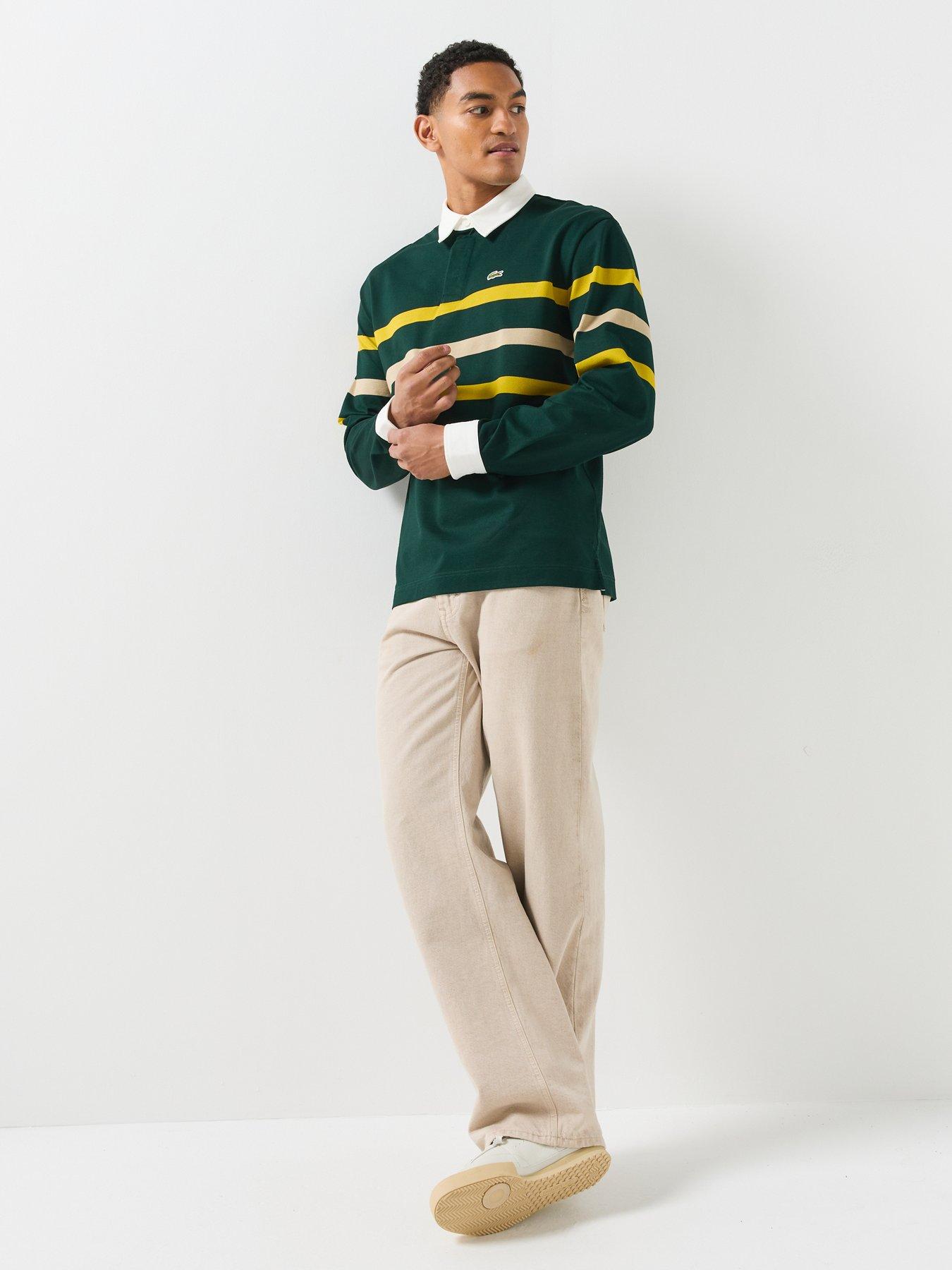 Image 3 of 6 of Lacoste Relaxed Fit Pique Cotton Rugby Shirt - Dark Green