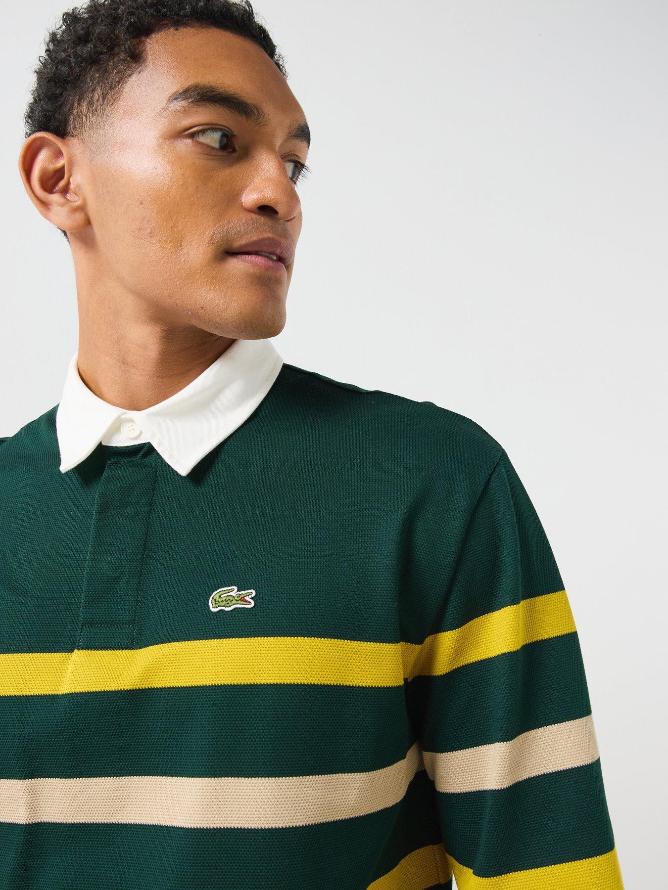 Image 4 of 6 of Lacoste Relaxed Fit Pique Cotton Rugby Shirt - Dark Green