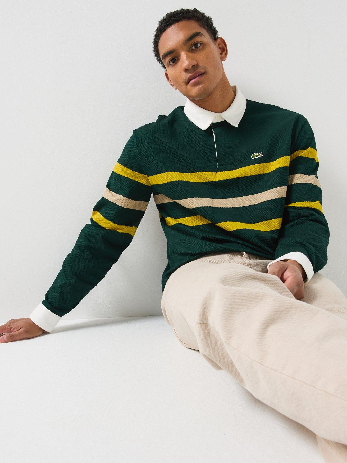 Image 5 of 6 of Lacoste Relaxed Fit Pique Cotton Rugby Shirt - Dark Green
