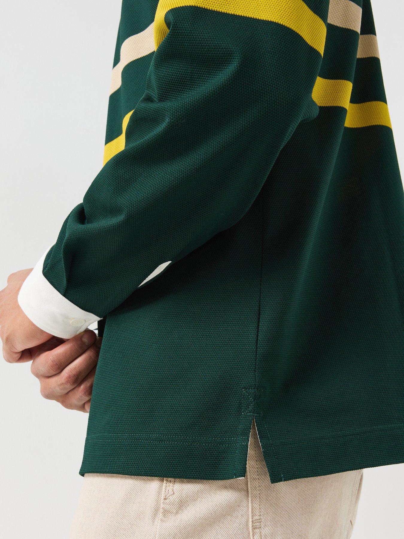 Image 6 of 6 of Lacoste Relaxed Fit Pique Cotton Rugby Shirt - Dark Green