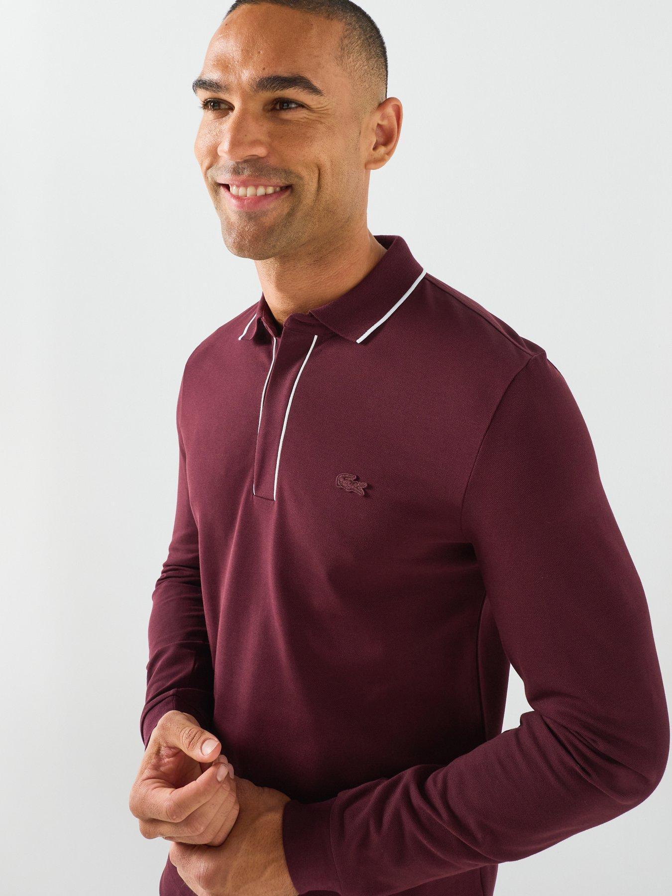 Image 5 of 5 of Lacoste Regular Fit Trim Accent Paris Polo Shirt - Red