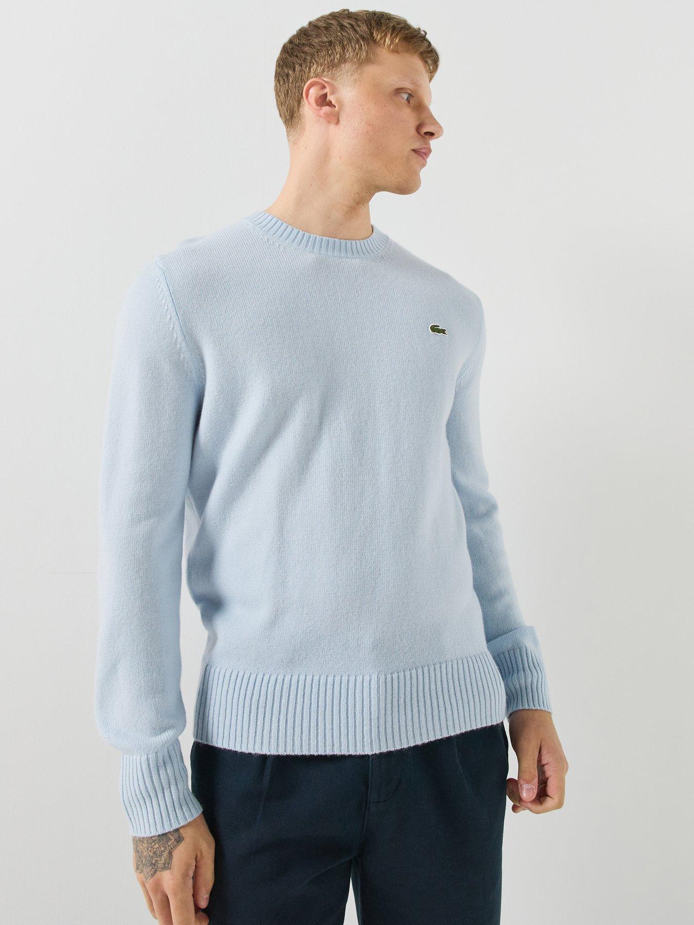 Image 1 of 6 of Lacoste 100% Wool Knitted Jumper - Light Blue