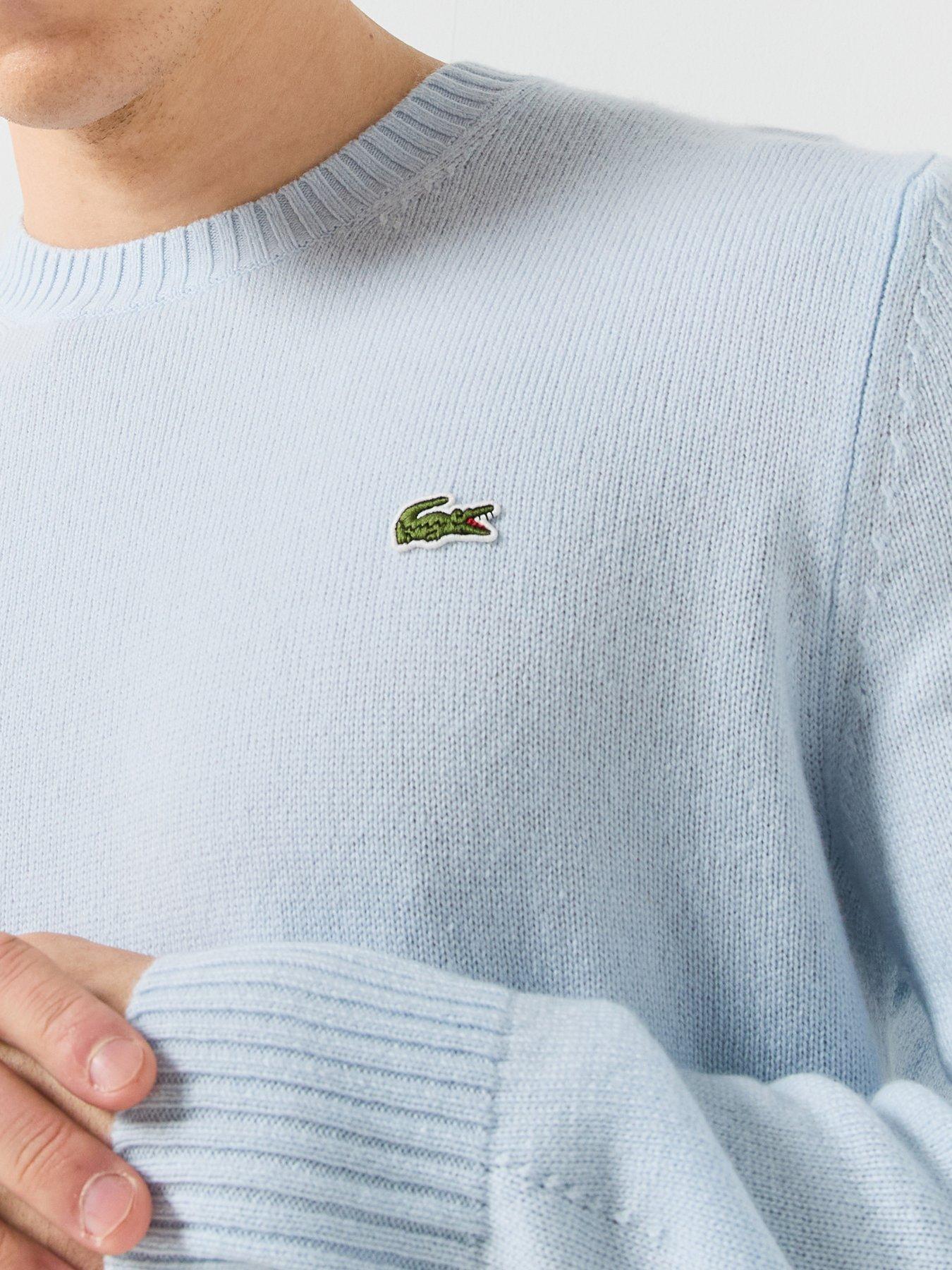 Image 5 of 6 of Lacoste 100% Wool Knitted Jumper - Light Blue