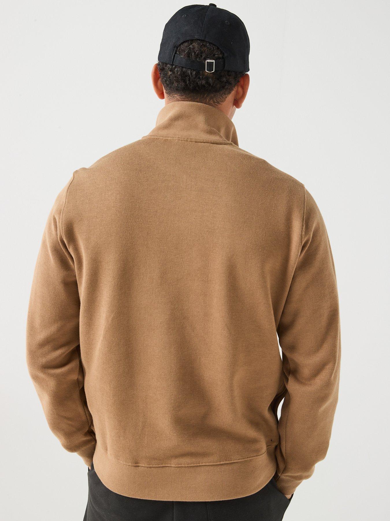 Image 2 of 6 of Lacoste Ribbed Interlock 1/4 Zip Sweatshirt - Brown