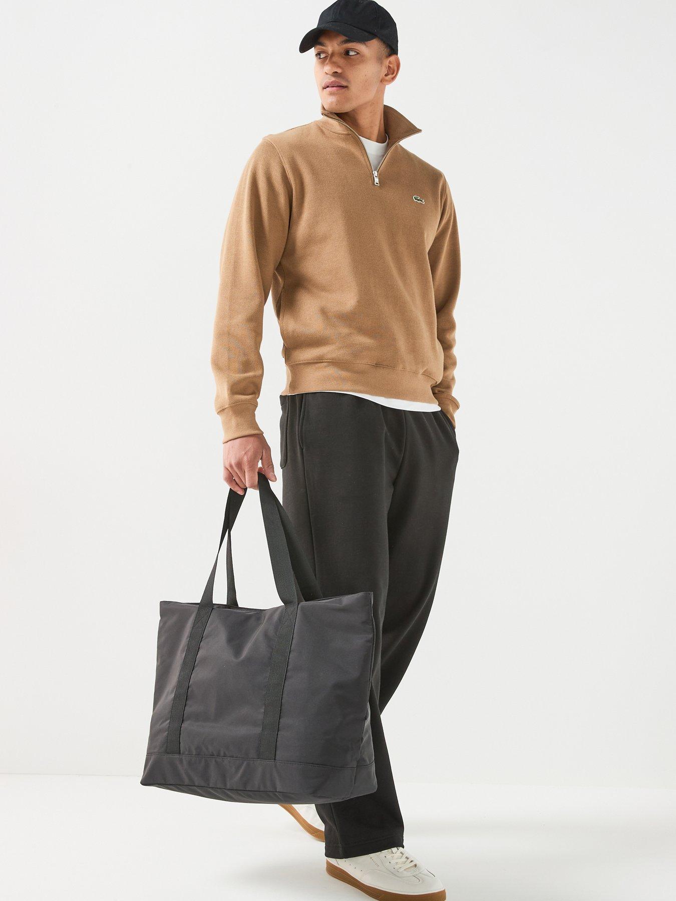Image 3 of 6 of Lacoste Ribbed Interlock 1/4 Zip Sweatshirt - Brown