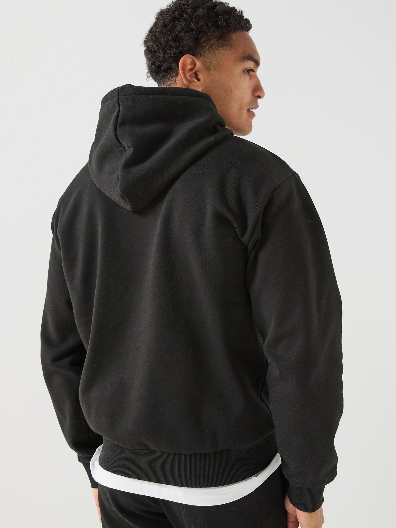 Image 2 of 6 of Lacoste Brushed Fleece Jersey Overhead Hoodie - Black