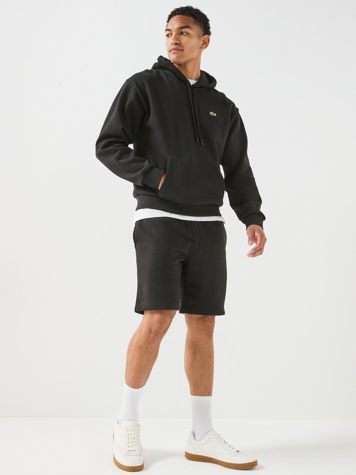 Image 3 of 6 of Lacoste Brushed Fleece Jersey Overhead Hoodie - Black