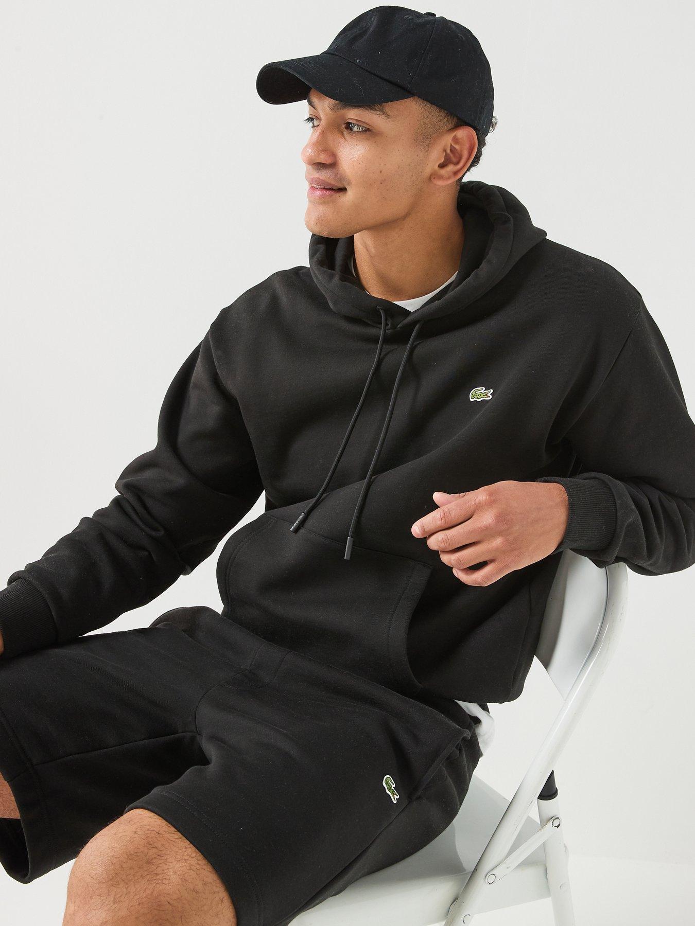 Image 4 of 6 of Lacoste Brushed Fleece Jersey Overhead Hoodie - Black