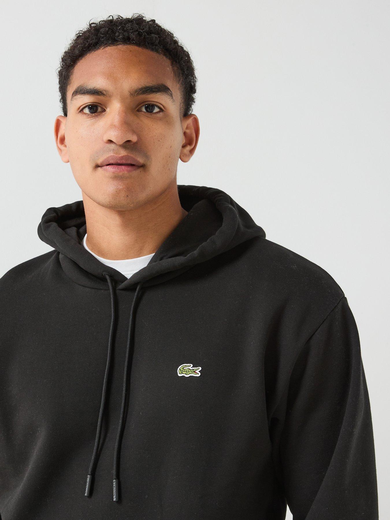 Image 5 of 6 of Lacoste Brushed Fleece Jersey Overhead Hoodie - Black