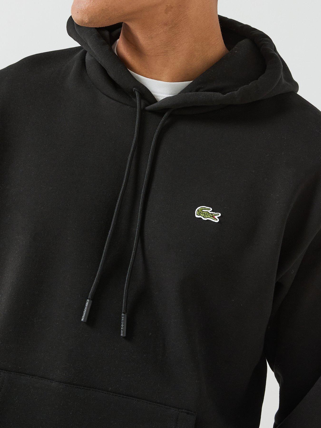 Image 6 of 6 of Lacoste Brushed Fleece Jersey Overhead Hoodie - Black