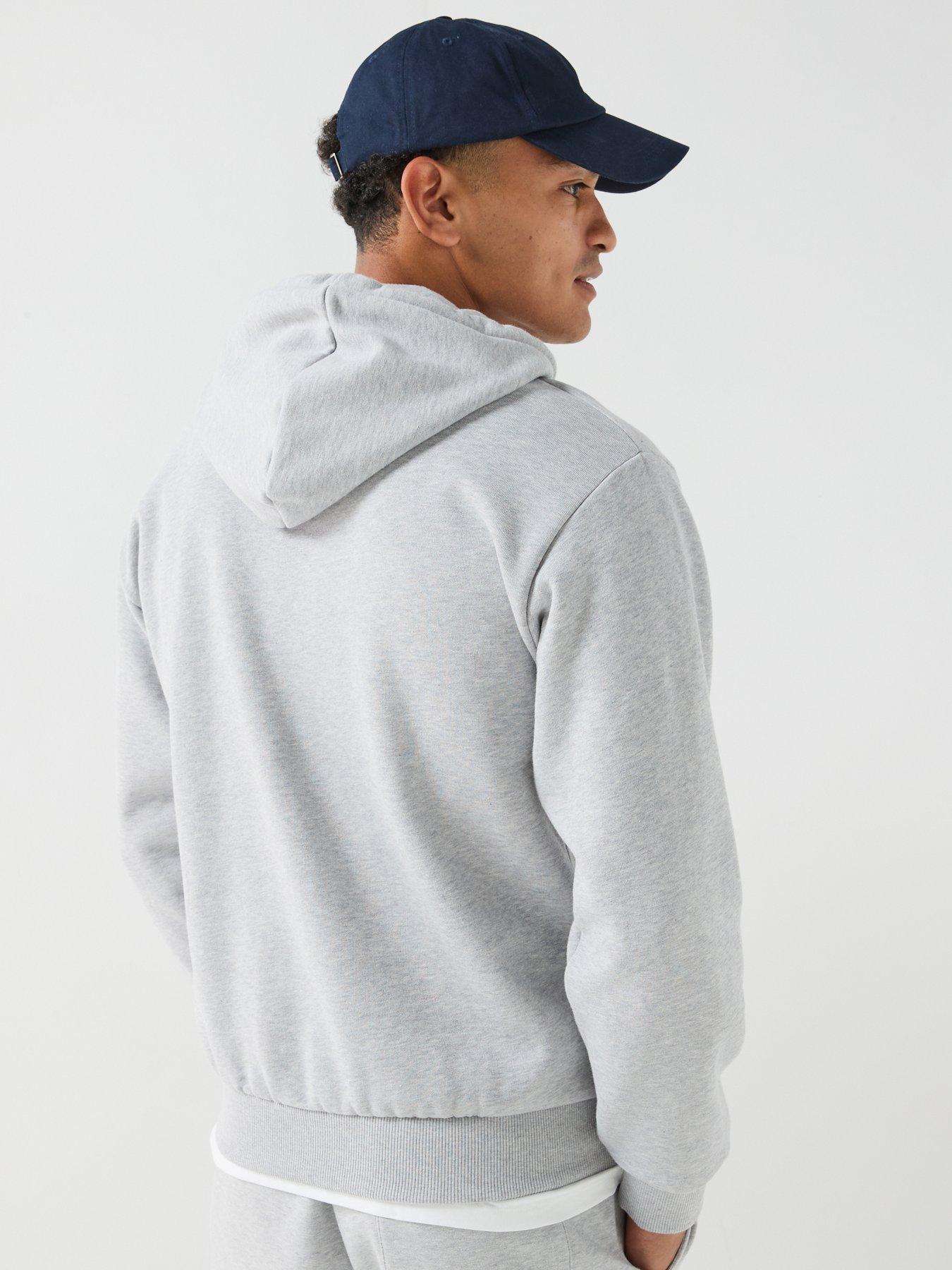 Image 2 of 6 of Lacoste Brushed Fleece Jersey Overhead Hoodie - Light Grey