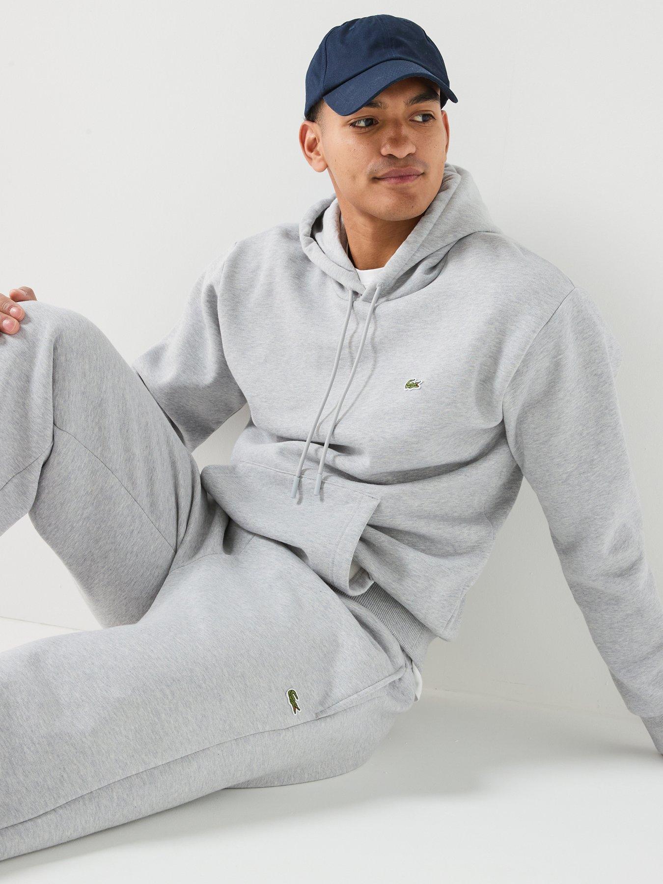 Image 4 of 6 of Lacoste Brushed Fleece Jersey Overhead Hoodie - Light Grey