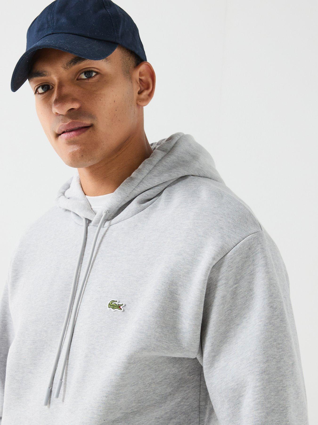Image 5 of 6 of Lacoste Brushed Fleece Jersey Overhead Hoodie - Light Grey