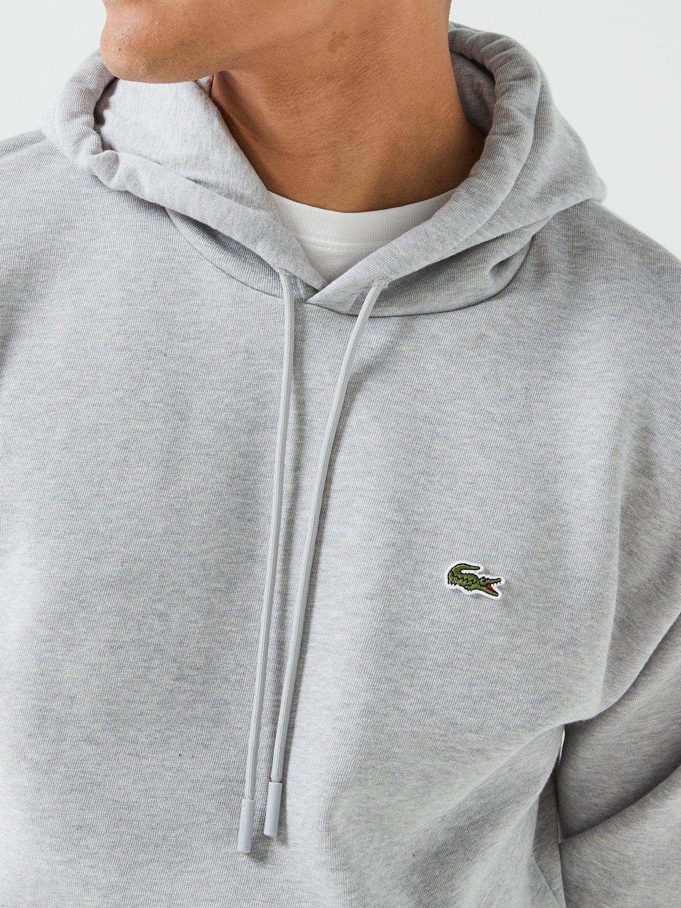 Image 6 of 6 of Lacoste Brushed Fleece Jersey Overhead Hoodie - Light Grey