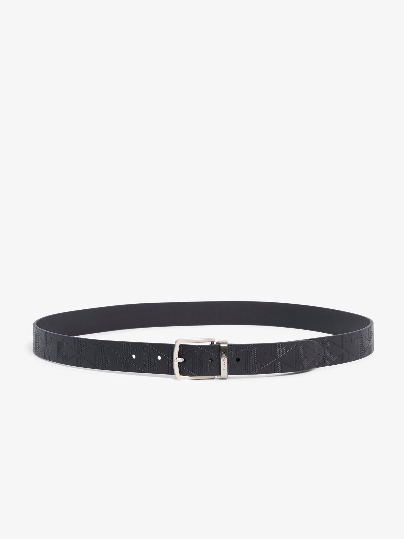 Image 3 of 6 of Lacoste Embossed Smooth Leather Belt And 2 Buckle Gift Set - Black