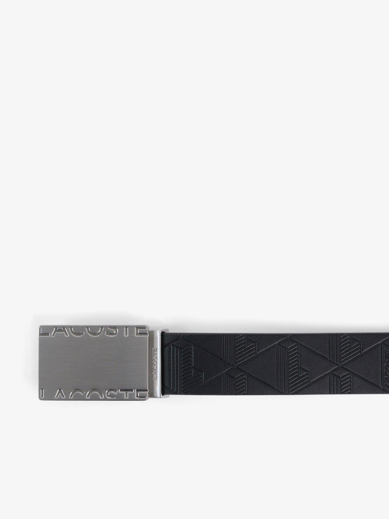 Image 5 of 6 of Lacoste Embossed Smooth Leather Belt And 2 Buckle Gift Set - Black