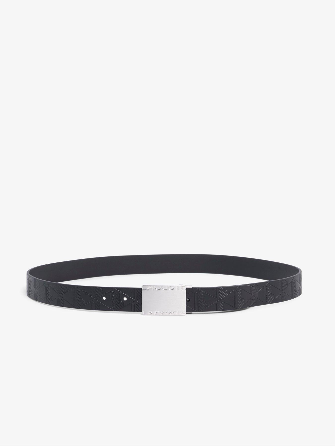 Image 6 of 6 of Lacoste Embossed Smooth Leather Belt And 2 Buckle Gift Set - Black