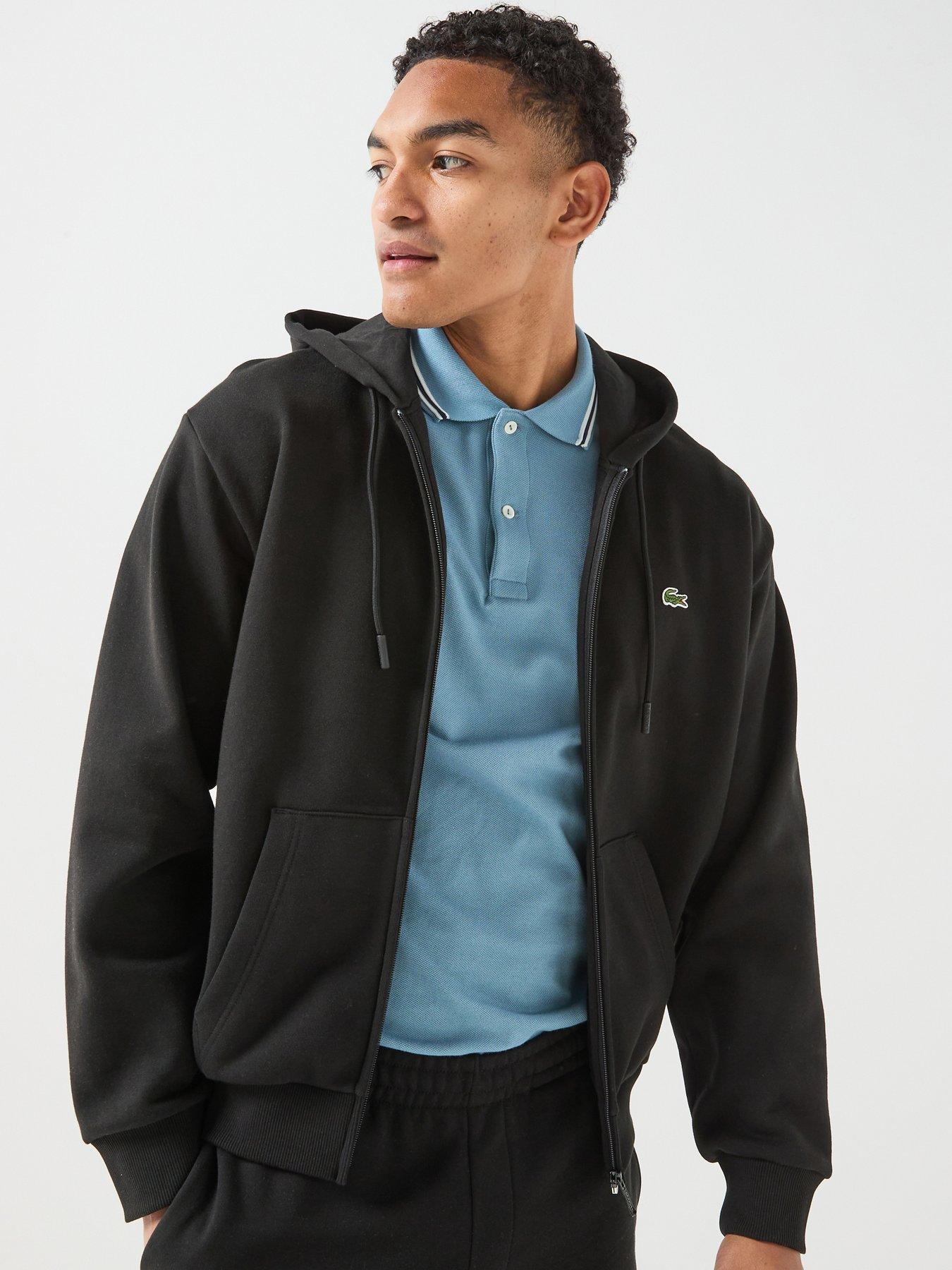 Lacoste Brushed Fleece Jersey Full Zip Hoodie - Black