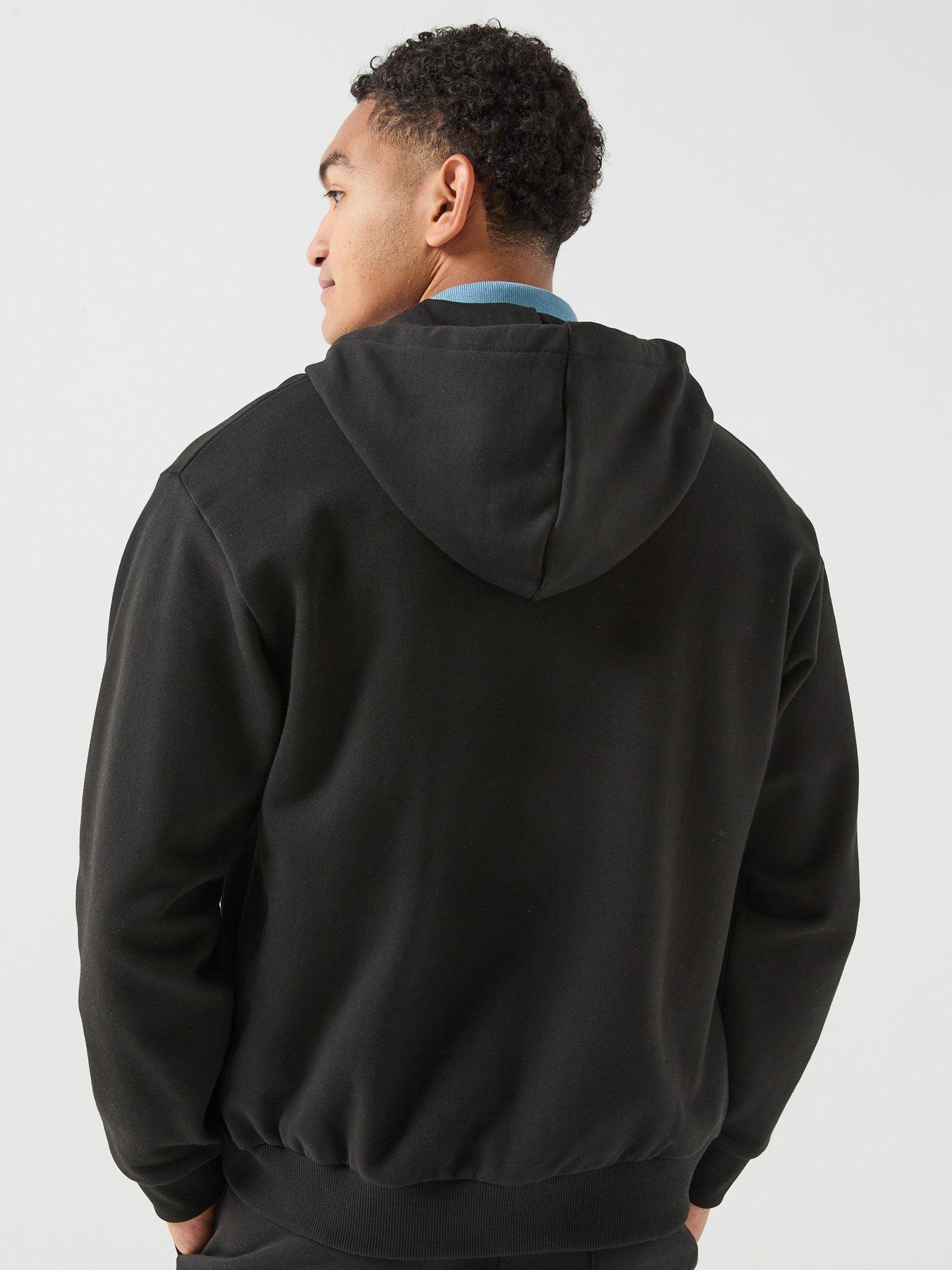 Image 2 of 6 of Lacoste Brushed Fleece Jersey Full Zip Hoodie - Black