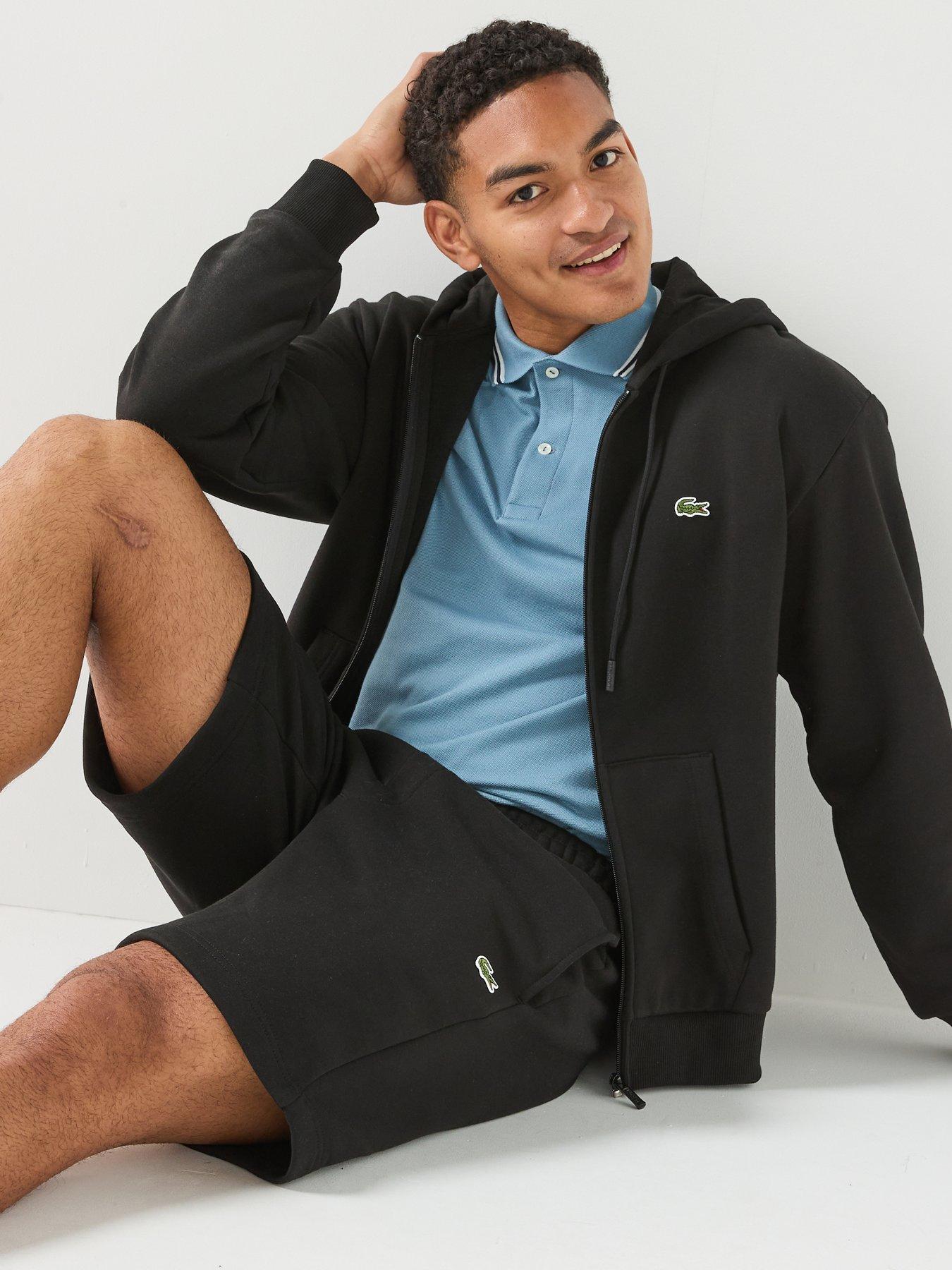 Image 4 of 6 of Lacoste Brushed Fleece Jersey Full Zip Hoodie - Black