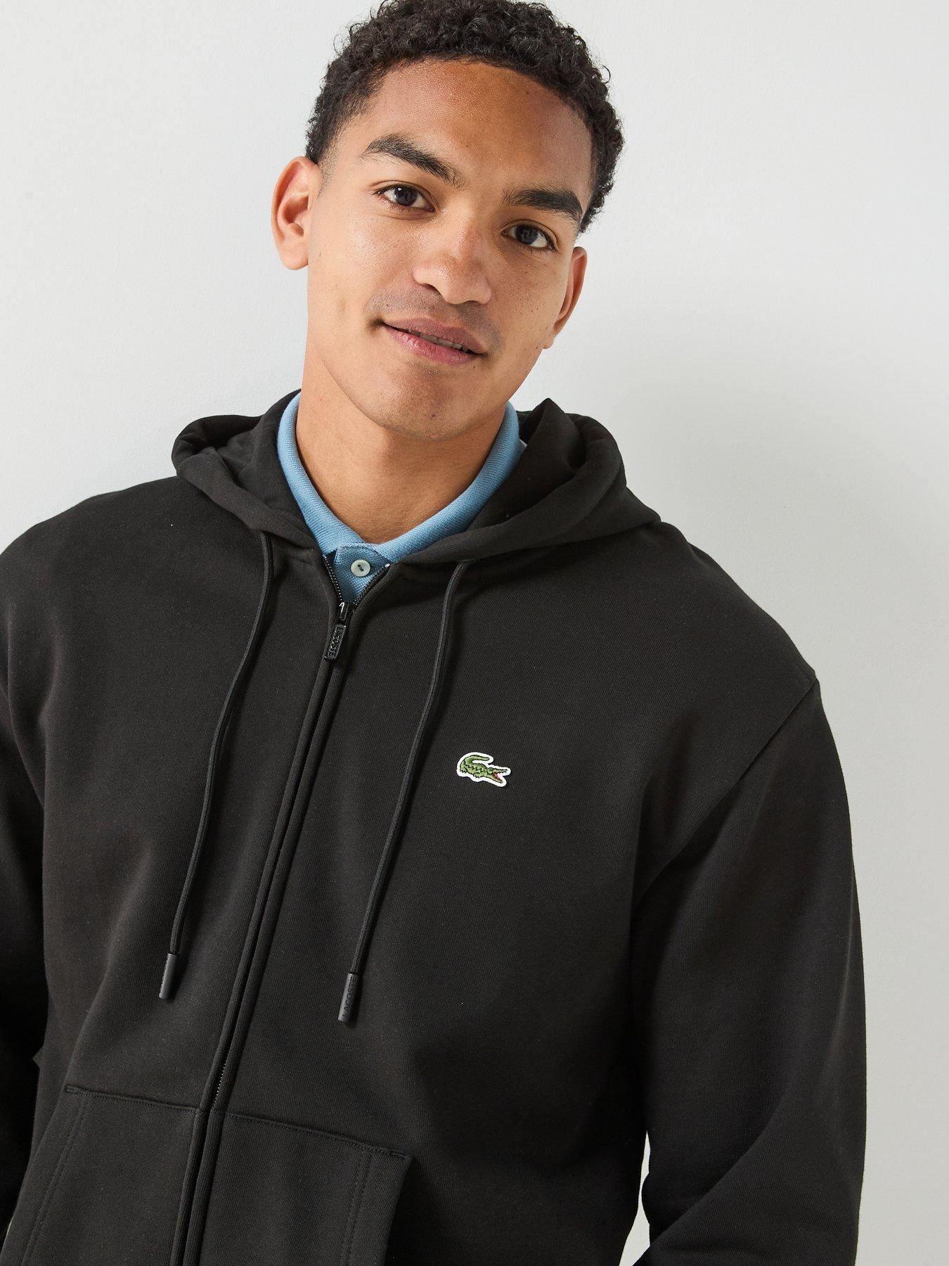 Image 5 of 6 of Lacoste Brushed Fleece Jersey Full Zip Hoodie - Black