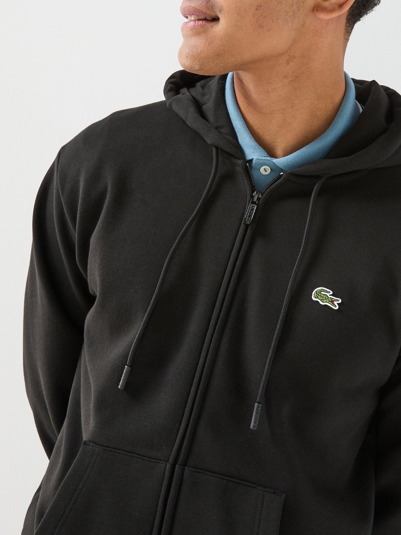 Image 6 of 6 of Lacoste Brushed Fleece Jersey Full Zip Hoodie - Black