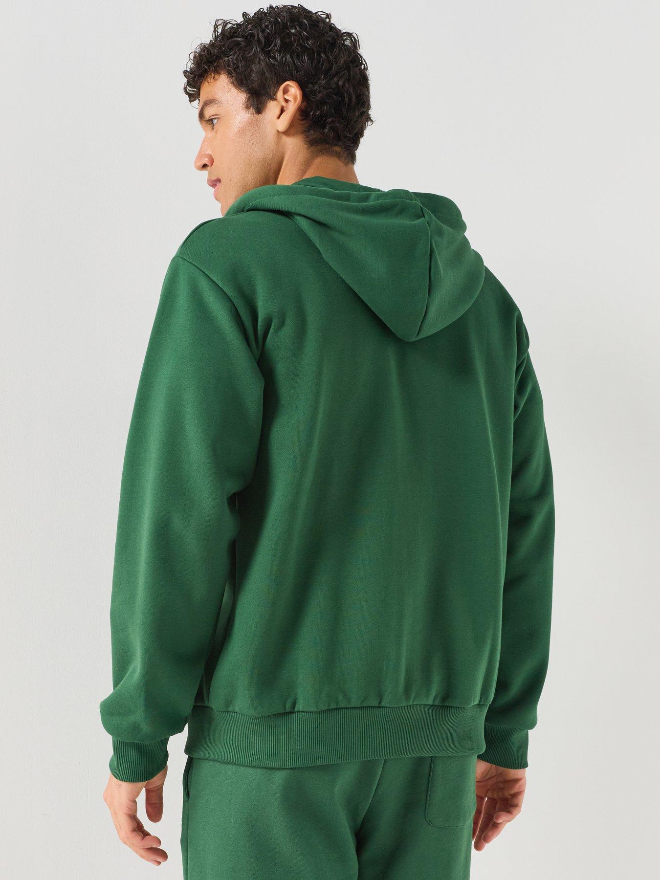 Image 2 of 6 of Lacoste Men's Brushed Fleece Jersey Full Zip Hoodie - Green
