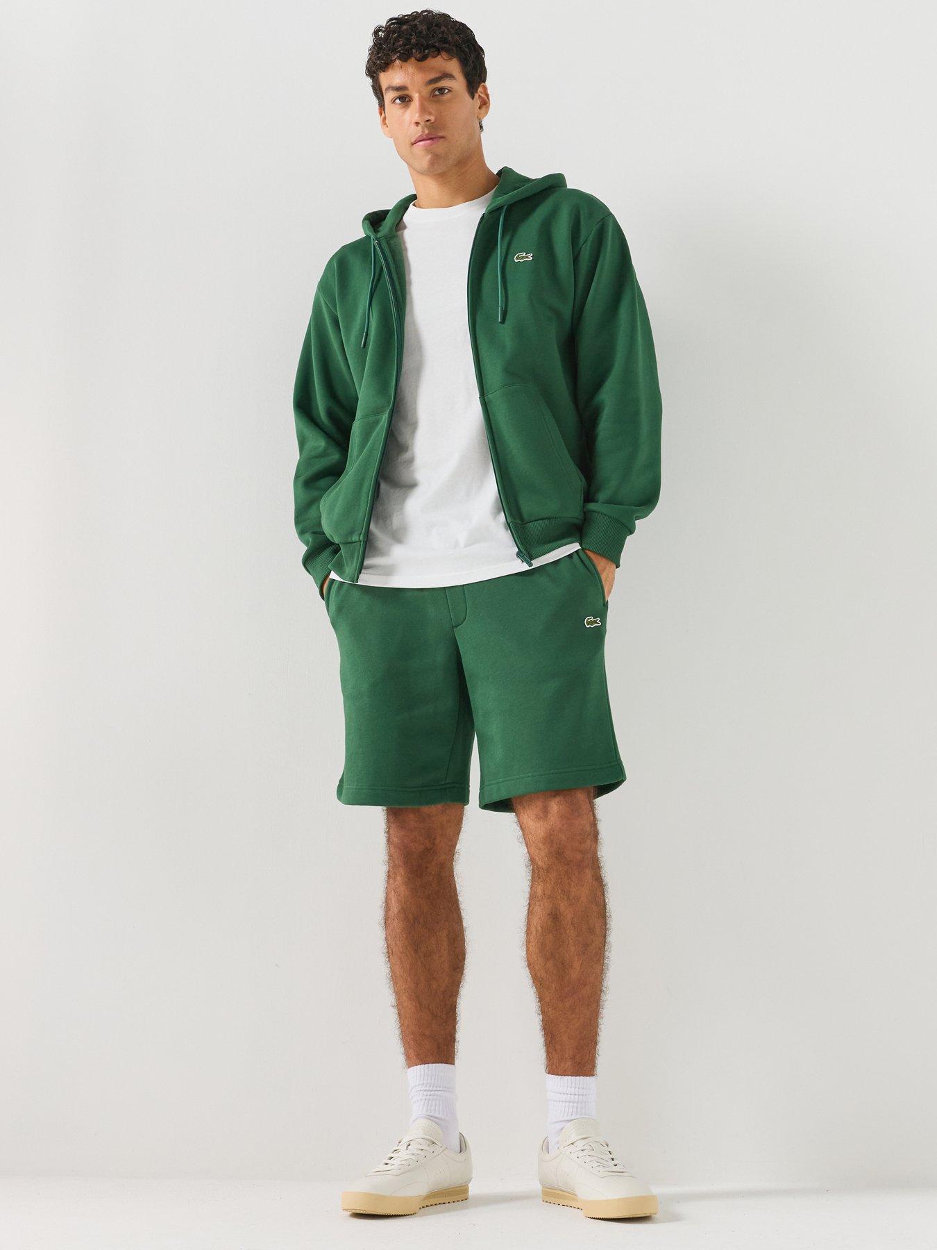 Image 3 of 6 of Lacoste Men's Brushed Fleece Jersey Full Zip Hoodie - Green