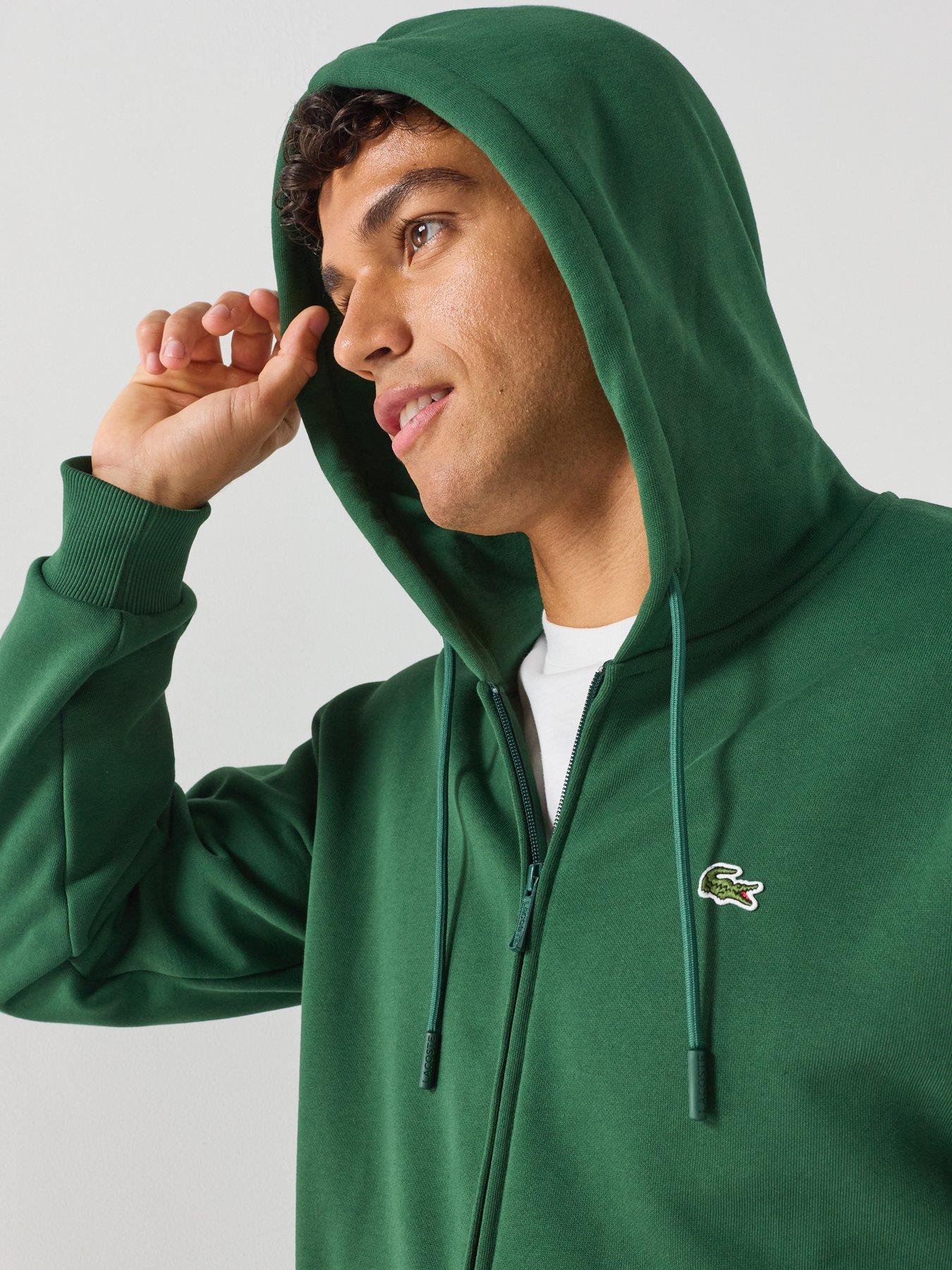 Image 5 of 6 of Lacoste Men's Brushed Fleece Jersey Full Zip Hoodie - Green