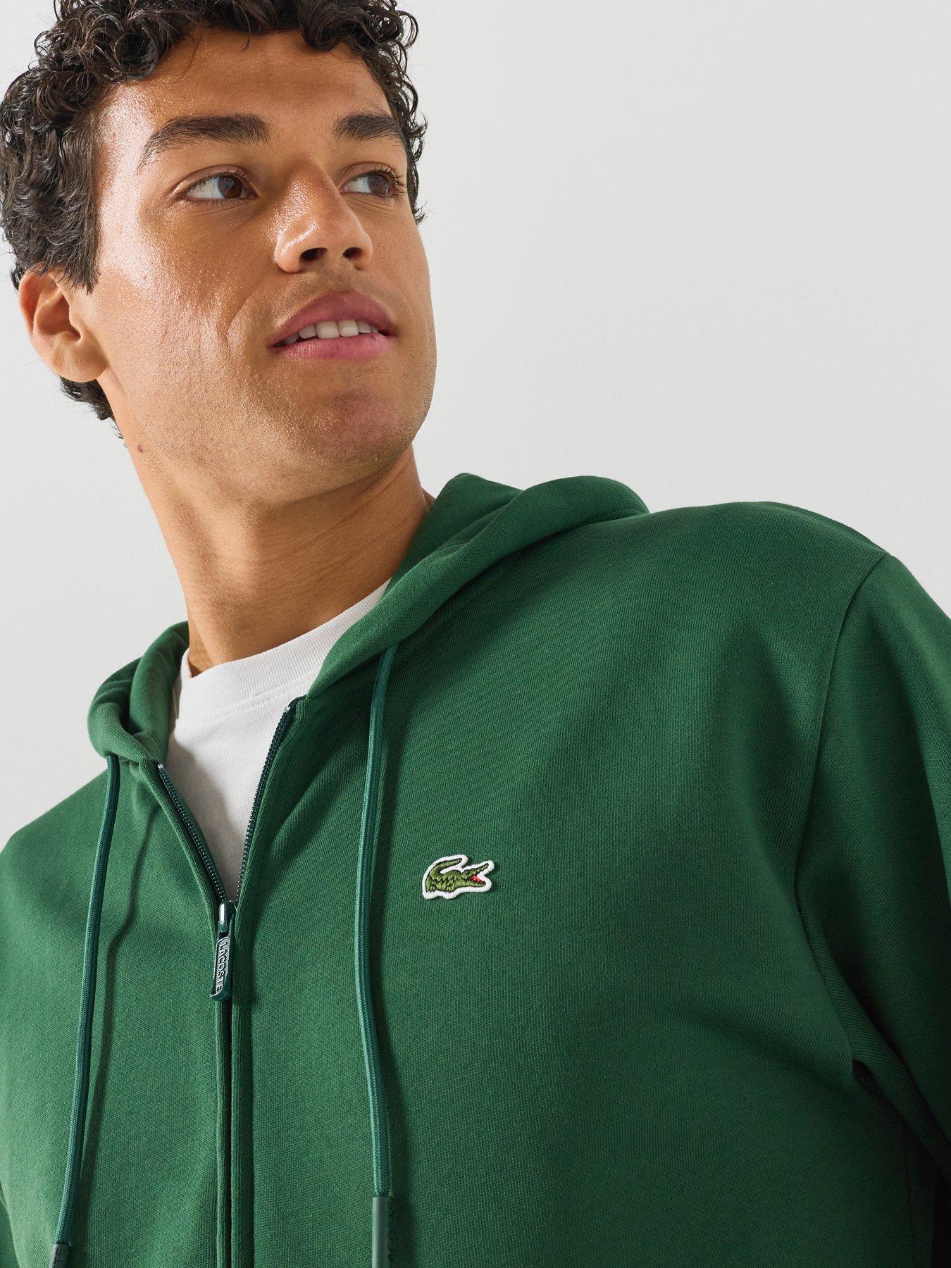 Image 6 of 6 of Lacoste Men's Brushed Fleece Jersey Full Zip Hoodie - Green