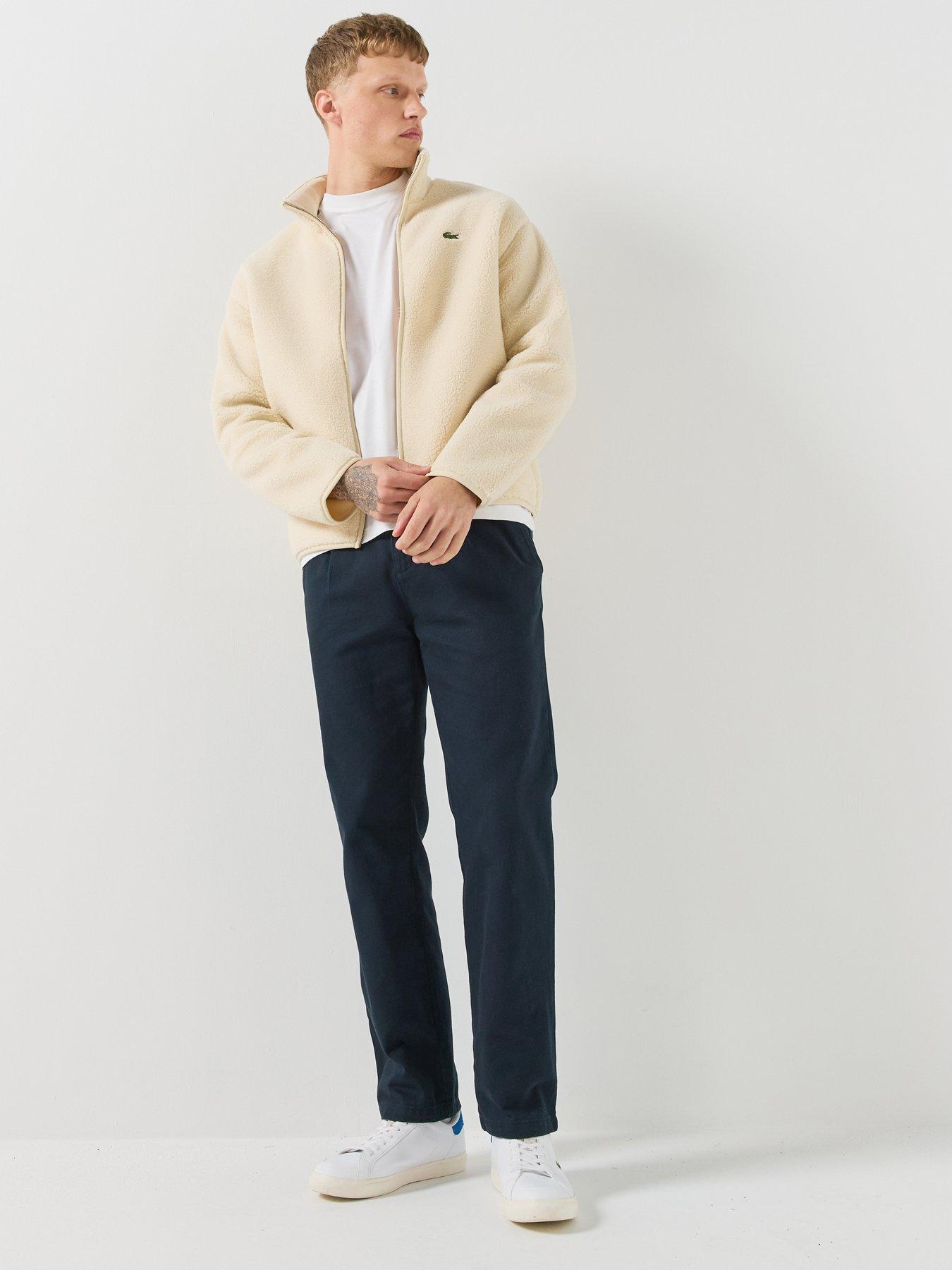 Image 3 of 6 of Lacoste Mens Sherpa Fleece Funnel Neck Zipped Jacket - Cream