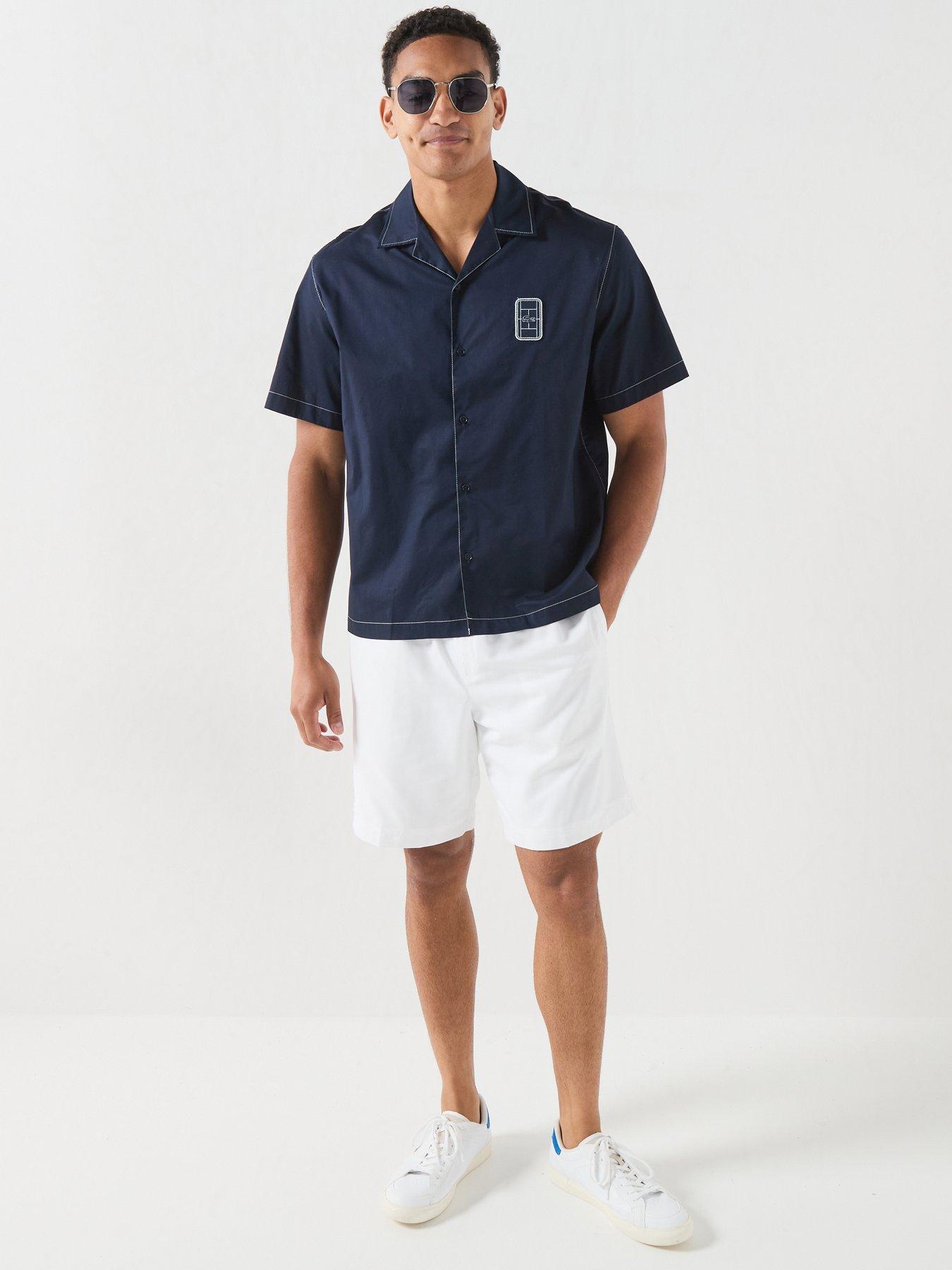 Image 4 of 4 of Lacoste Woven Drawstring Shorts - White