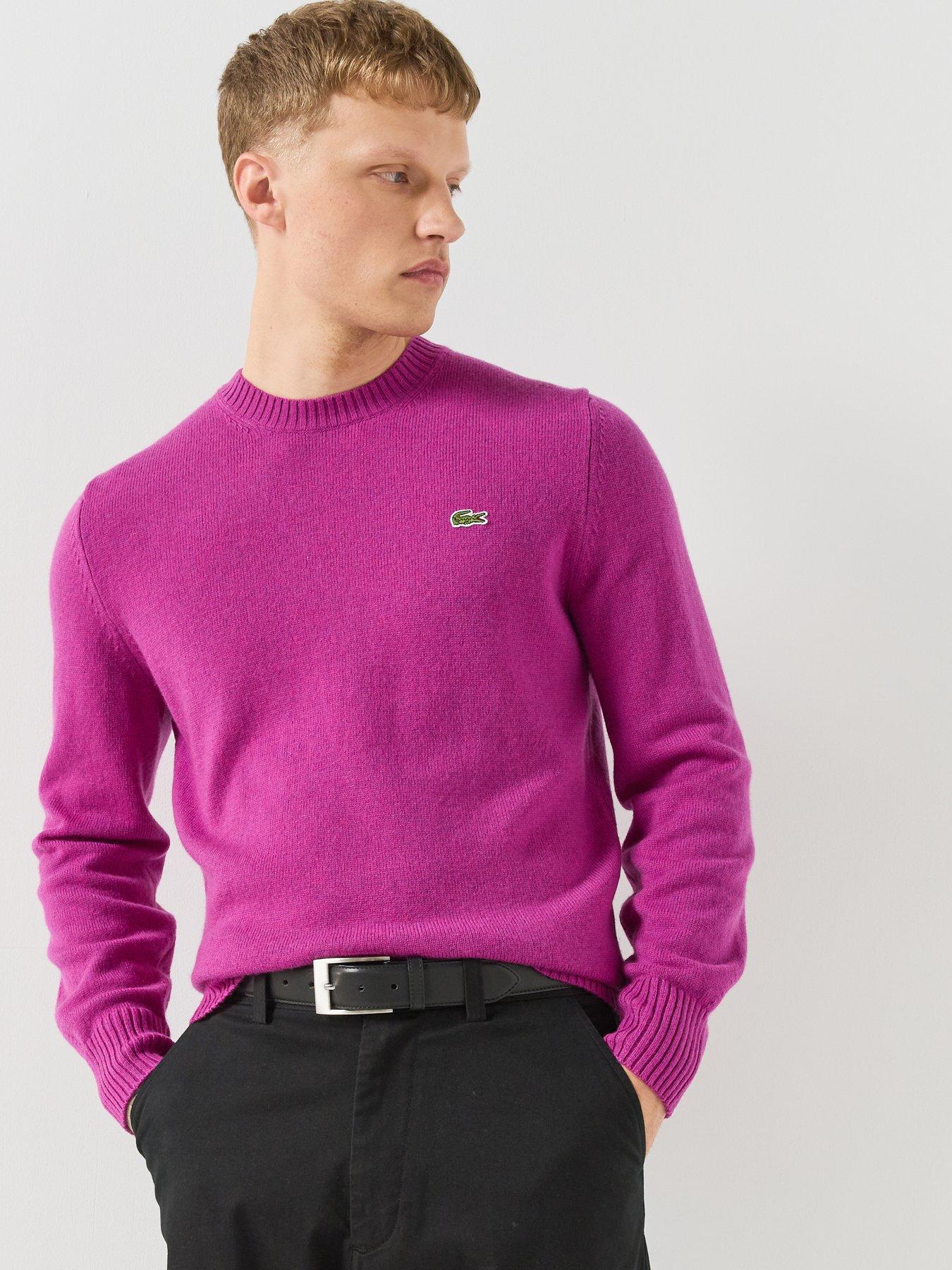 Image 1 of 6 of Lacoste Mens 100% Wool Classic Fit Jumper - Pink