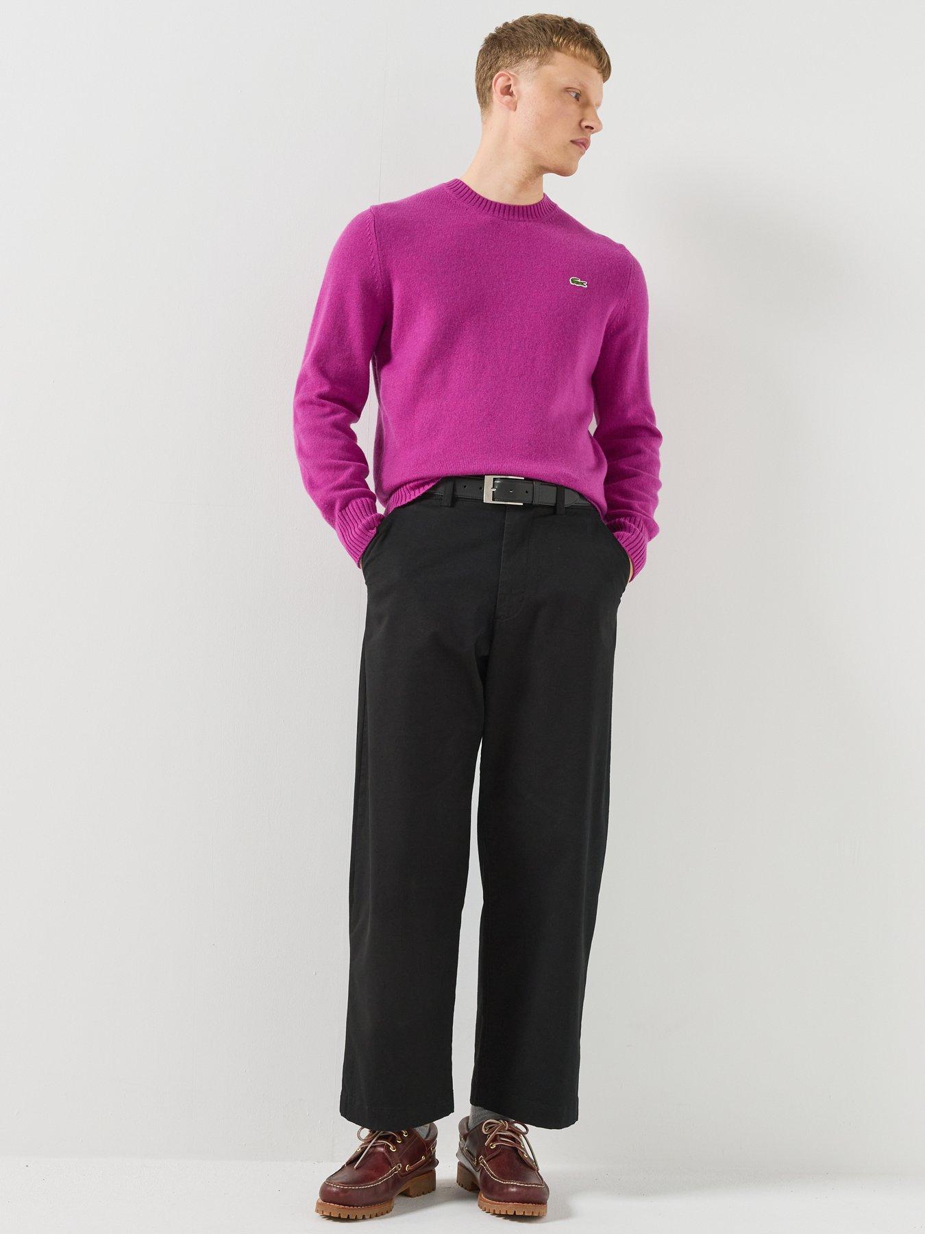 Image 3 of 6 of Lacoste Mens 100% Wool Classic Fit Jumper - Pink