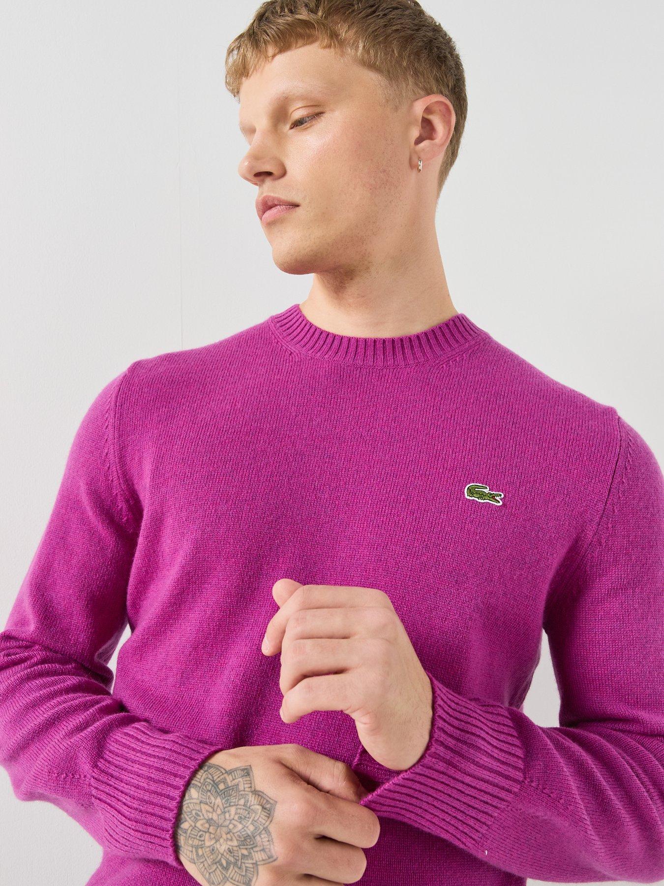 Image 4 of 6 of Lacoste Mens 100% Wool Classic Fit Jumper - Pink
