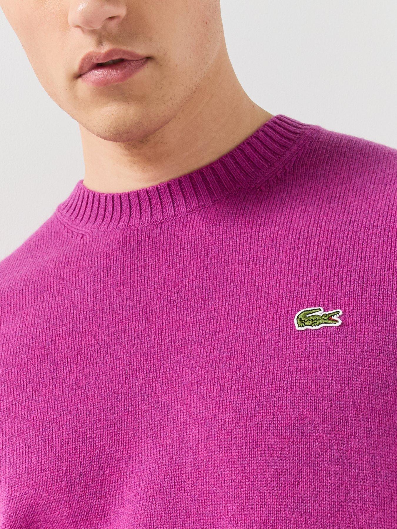 Image 5 of 6 of Lacoste Mens 100% Wool Classic Fit Jumper - Pink