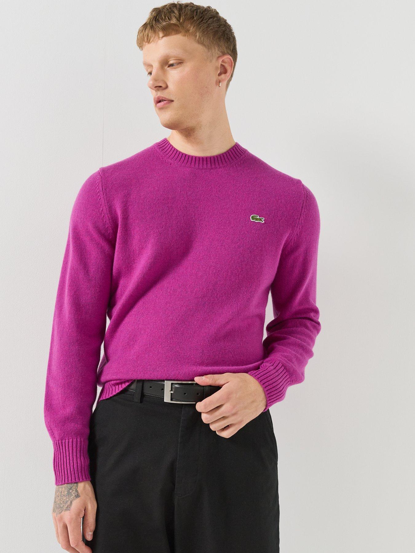 Image 6 of 6 of Lacoste Mens 100% Wool Classic Fit Jumper - Pink