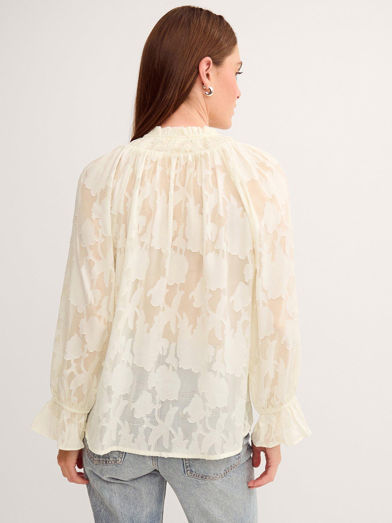 Image 2 of 4 of Monsoon Lyra Sheer Devor&eacute; Blouse - Ivory