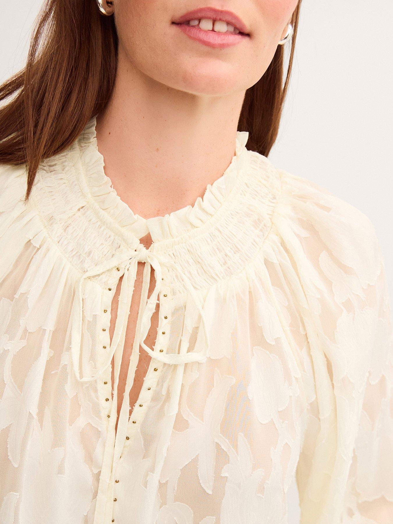 Image 4 of 4 of Monsoon Lyra Sheer Devor&eacute; Blouse - Ivory