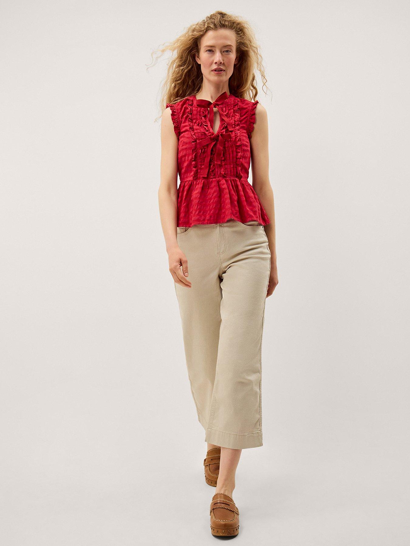 Image 3 of 5 of Monsoon Bea Sleeveless Gingham Frill Top - Pink