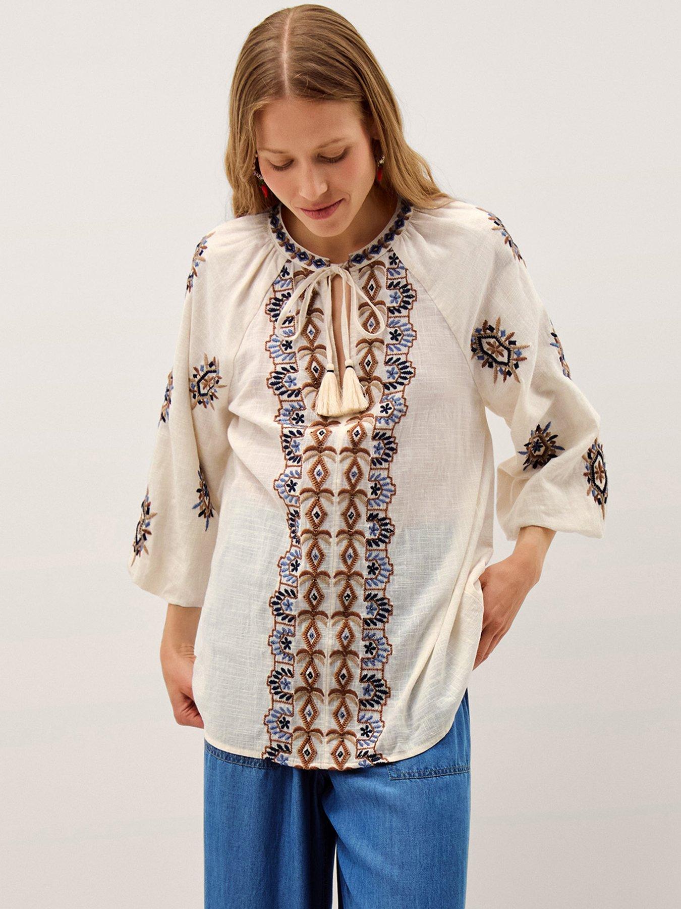 Image 1 of 5 of Monsoon Zoey Emb Top - Cream