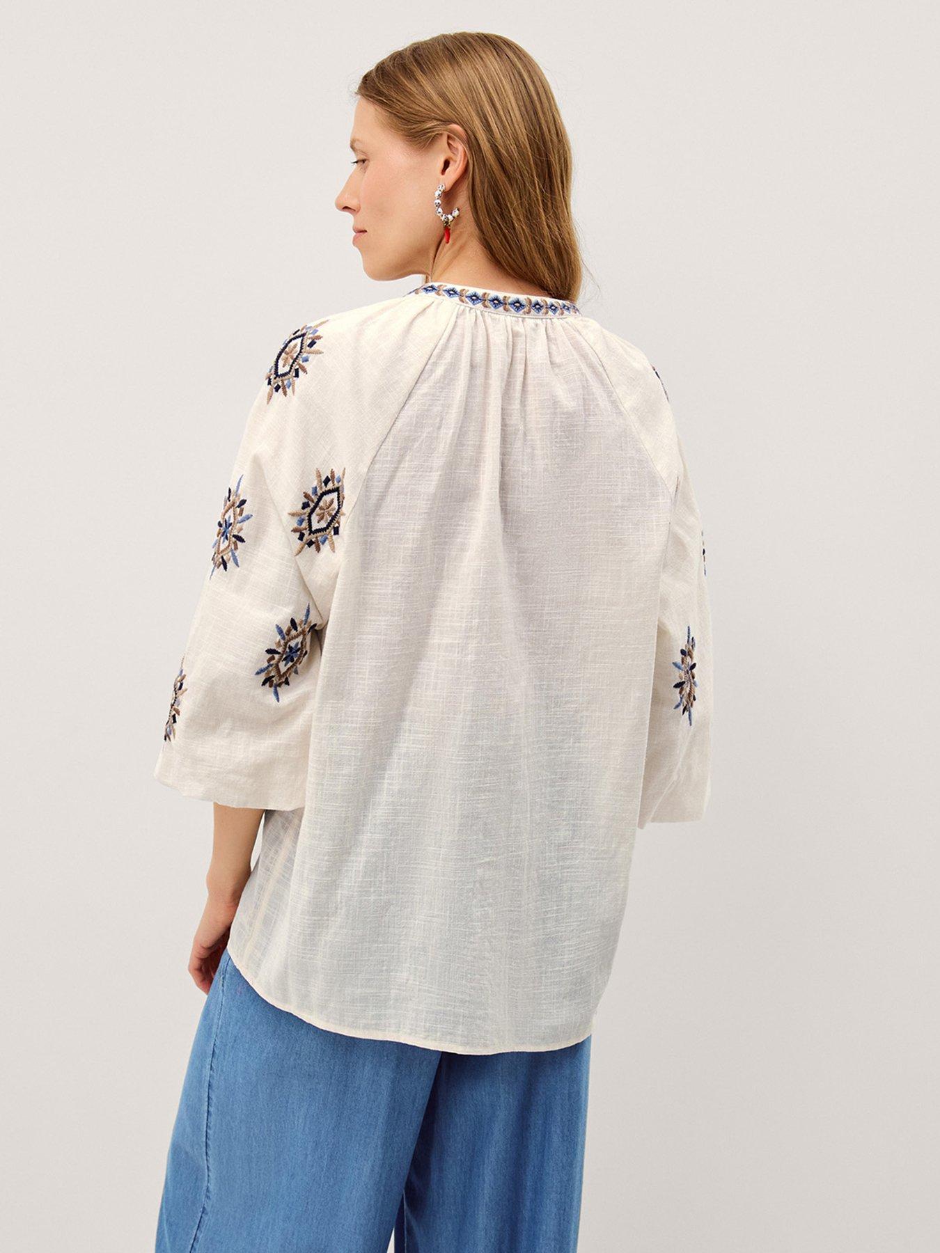 Image 2 of 5 of Monsoon Zoey Emb Top - Cream