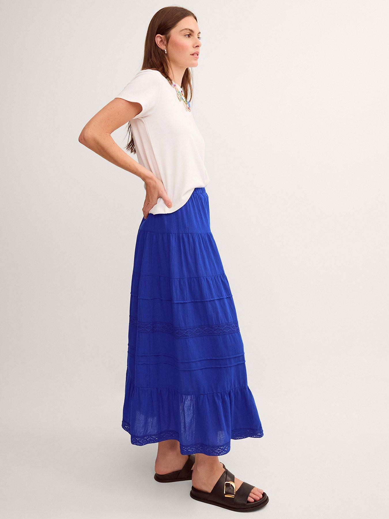 Monsoon Maria Tiered Maxi Skirt - Cobalt Blue