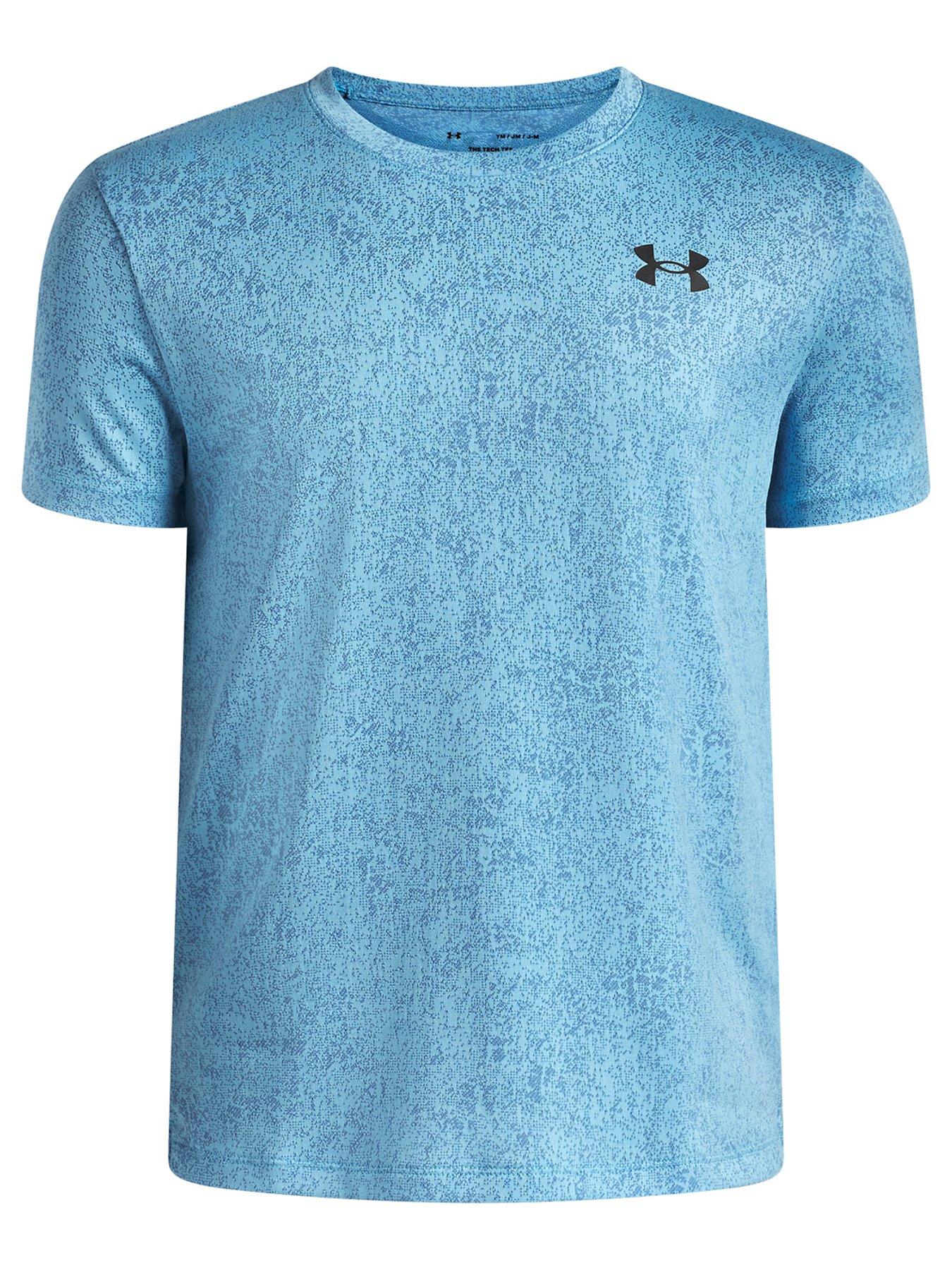 UNDER ARMOUR Boys' Tech Pixelate Short Sleeve Training T-Shirt - Fresco Blue