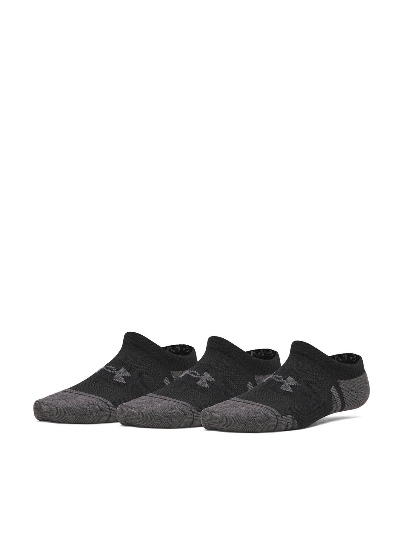 Under Armour Junior Unisex Tech 3 Pack No Show Socks - Black