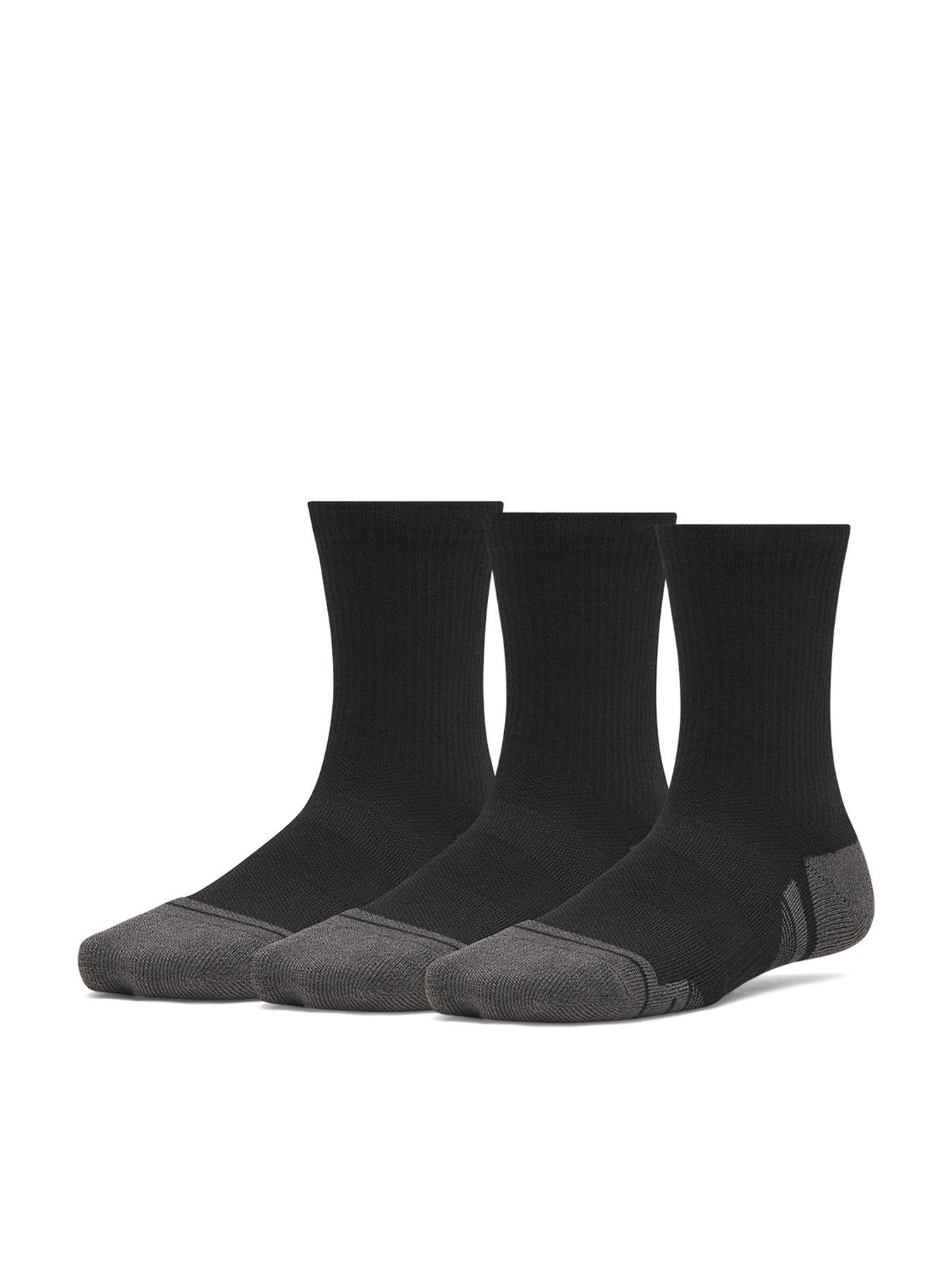 Under Armour Junior Unisex Tech 3 Pack Crew Socks - Black