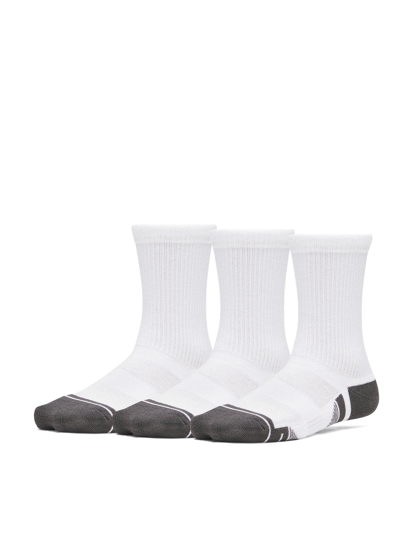 Under Armour Junior Unisex Tech 3 Pack Crew Socks - White