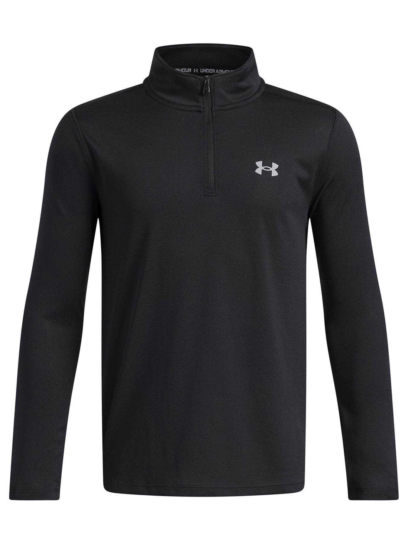 Image 1 of 3 of UNDER ARMOUR Boys Quick-Drying Quarter Zip Thumbhole Sweatshirt - Black
