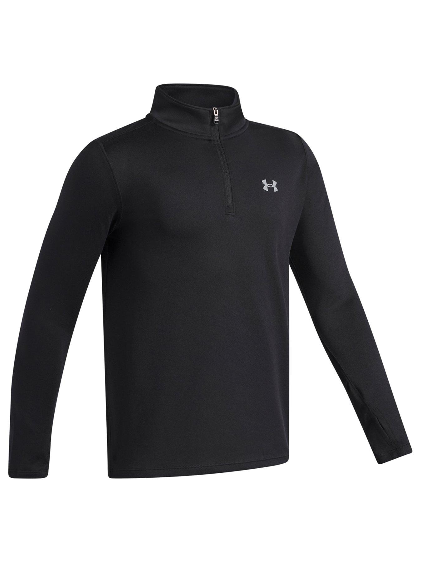 Image 3 of 3 of UNDER ARMOUR Boys Quick-Drying Quarter Zip Thumbhole Sweatshirt - Black